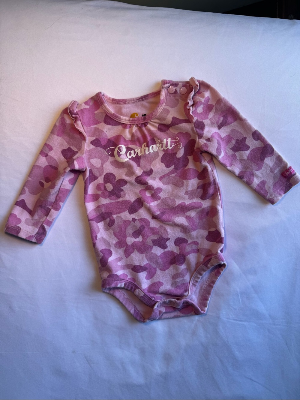 Carhartt Pink Floral Camo Long-Sleeve Baby Bodysuit